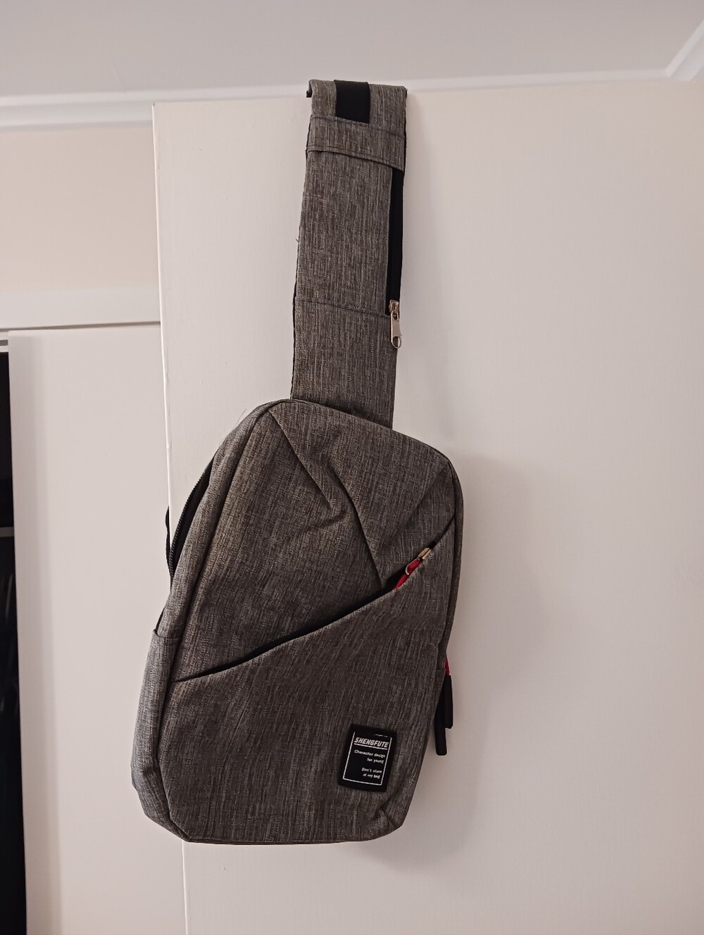Shengfute Gray Sling Crossbody Bag